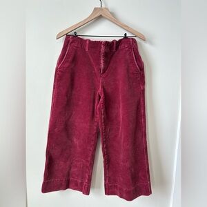 Burgundy Corduroy Pants Capri | Wide Leg | High Rise Vintage Style size 8